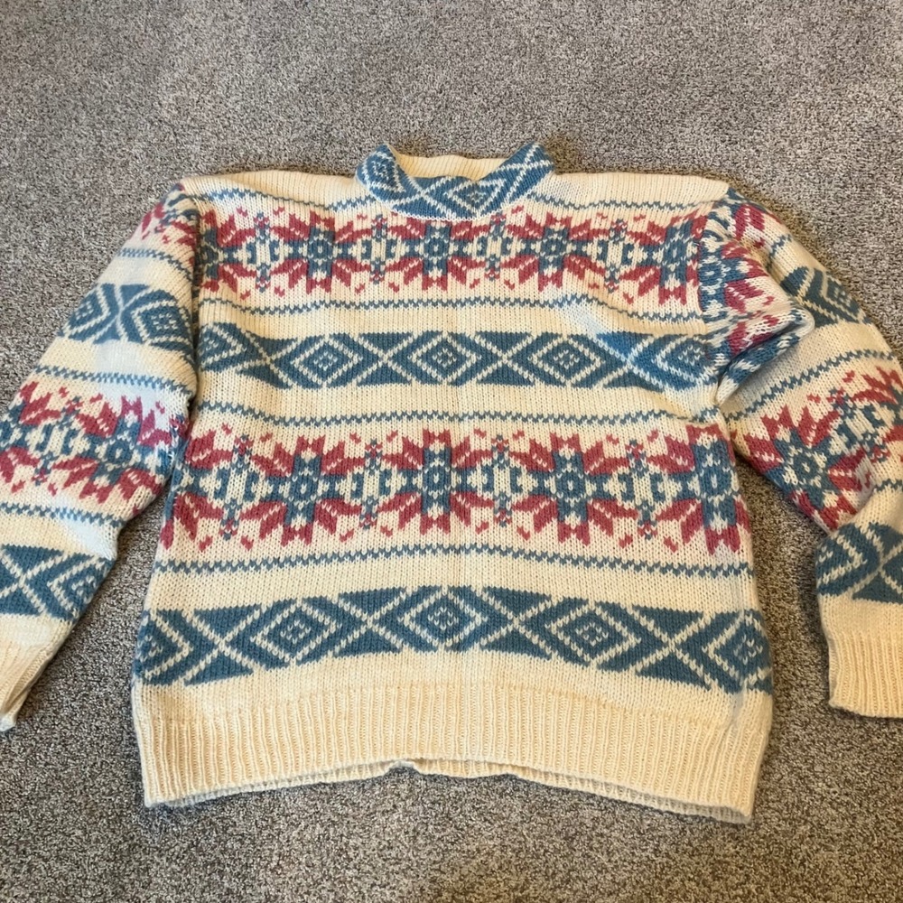 Woolrich Woman Fair Isle Wool Mohair Sweater Vintage 80s Large Grannycore Hygge